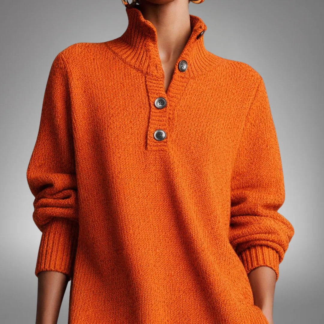Celeste | Button-Collar Sweater Dress