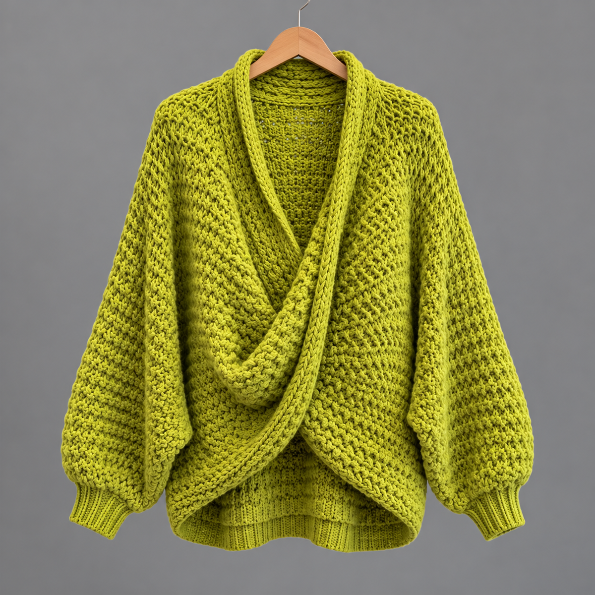 Cozy Relaxed Batwing Sleeves Crossover V-neck Sweater