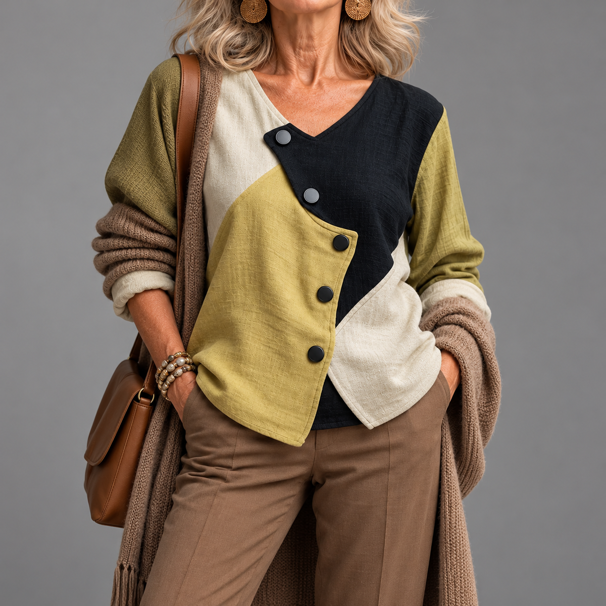 Eliza™ | Stylish Asymmetric Colorblock Top