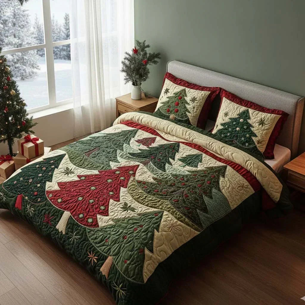 Christmas Forest 3-Piece Quilted Bedding Set
