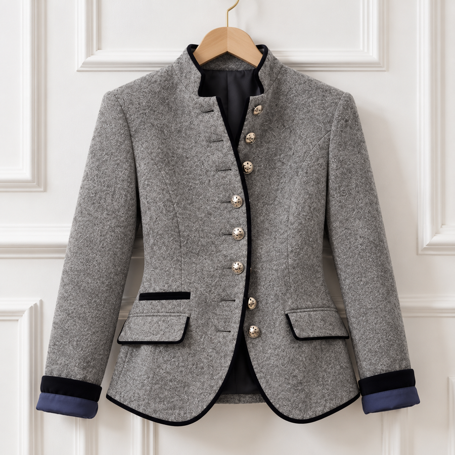 Zara | Wool Blazer with Contrast Trim for Women