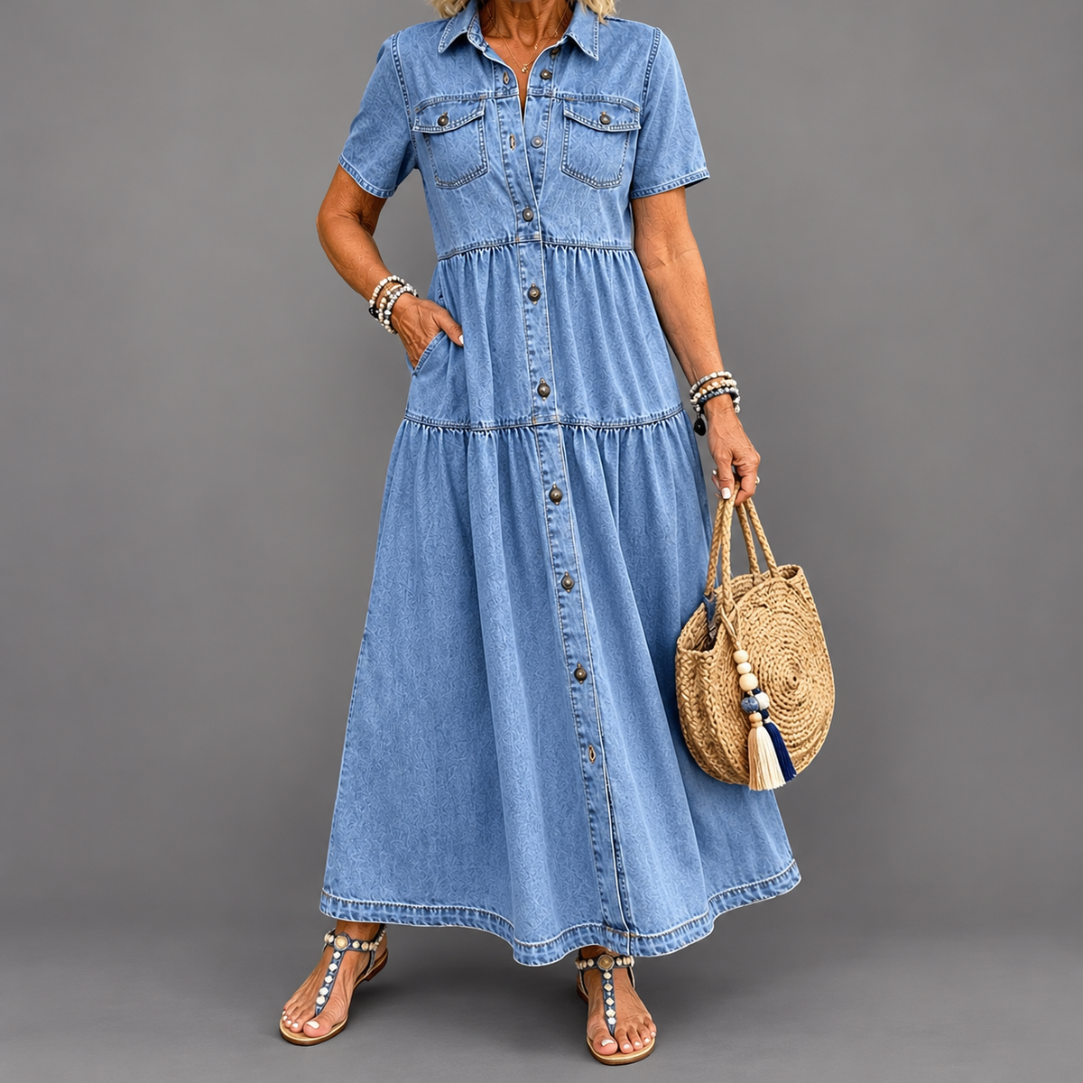 Grace | Belly-covering Midi Dress with Buttons