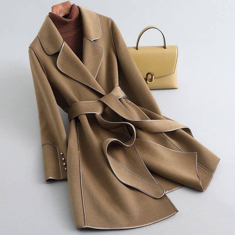 Alie Stylish Belted Virgin-Wool Trench Coat
