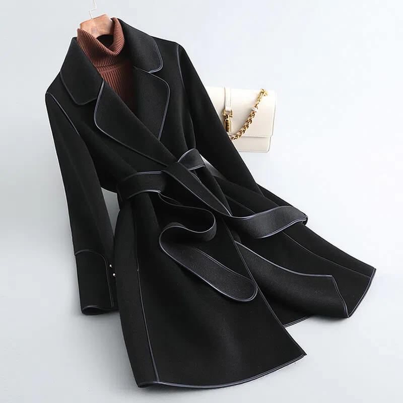 Alie Stylish Belted Virgin-Wool Trench Coat