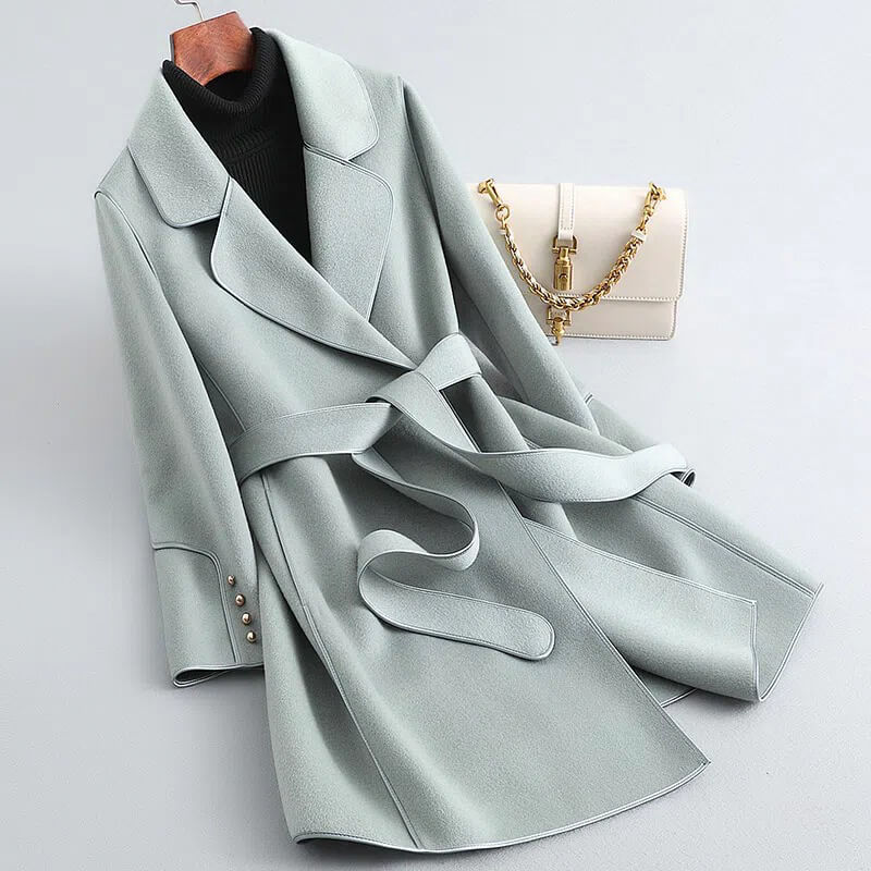 Alie Stylish Belted Virgin-Wool Trench Coat