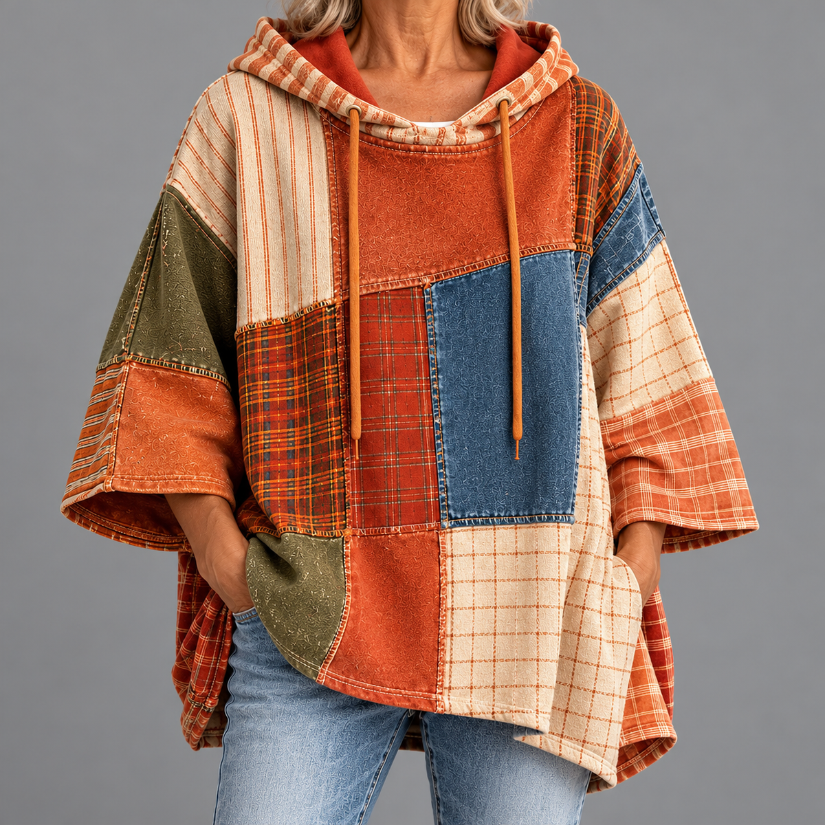 Elena | Artistic Patchwork Oversized Hoodie