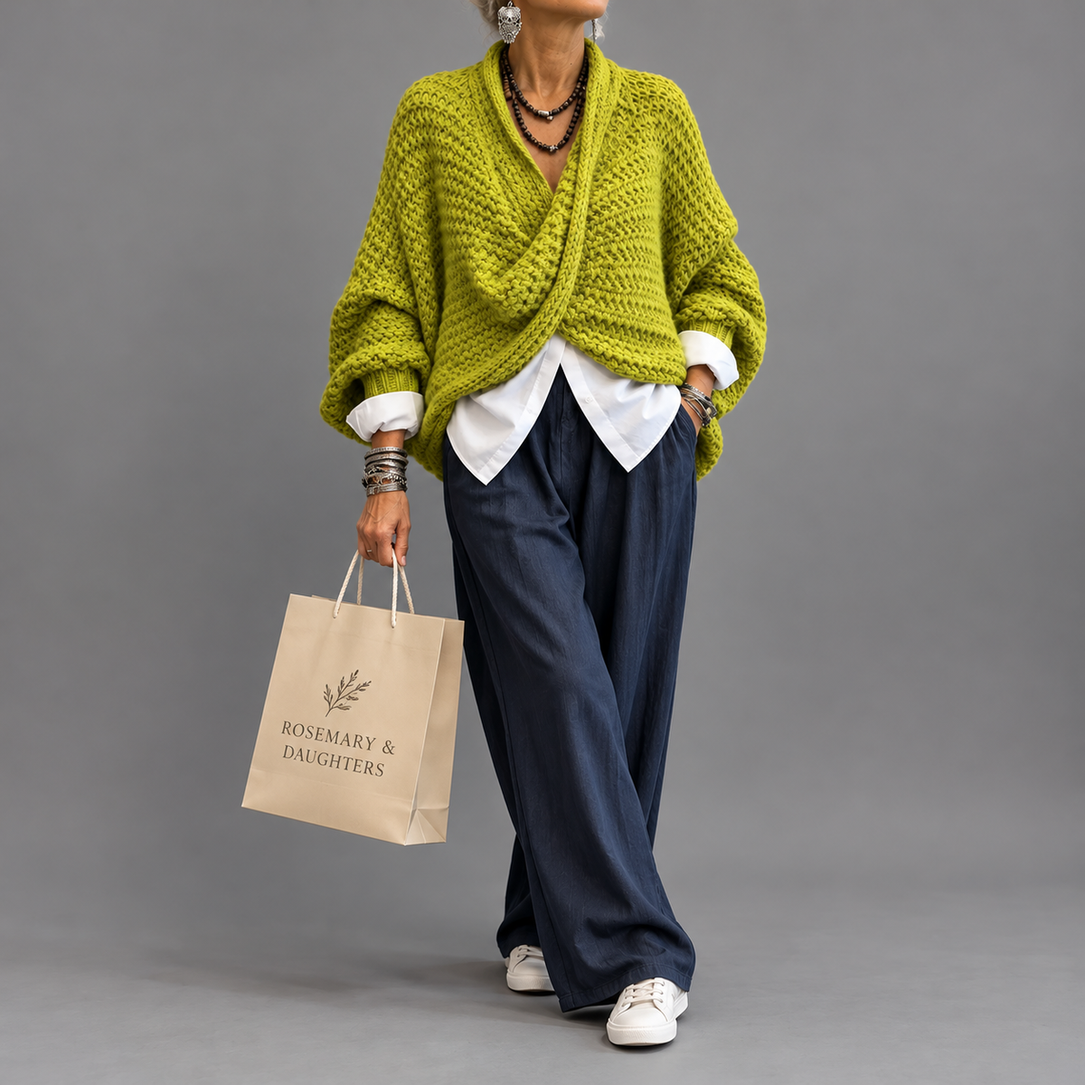 Cozy Relaxed Batwing Sleeves Crossover V-neck Sweater