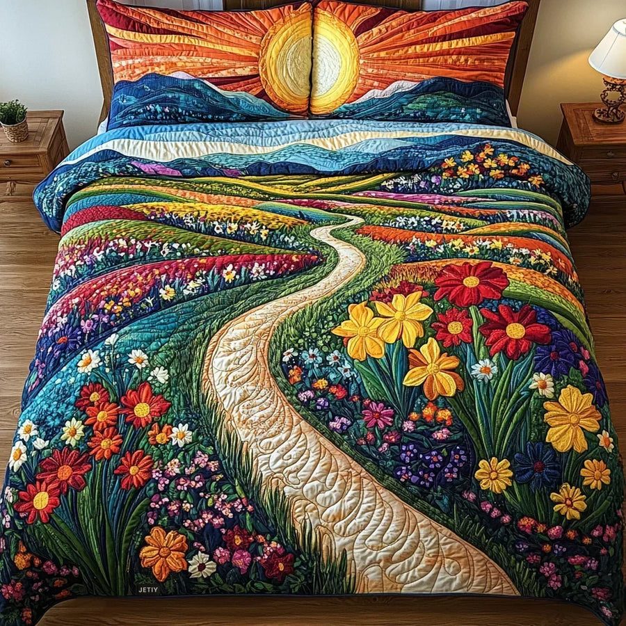 Wildflower Path 3-Piece Quilted Bedding Set