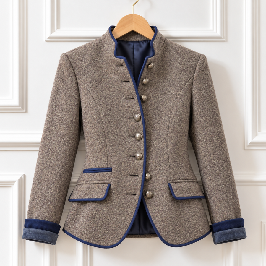 Zara | Wool Blazer with Contrast Trim for Women
