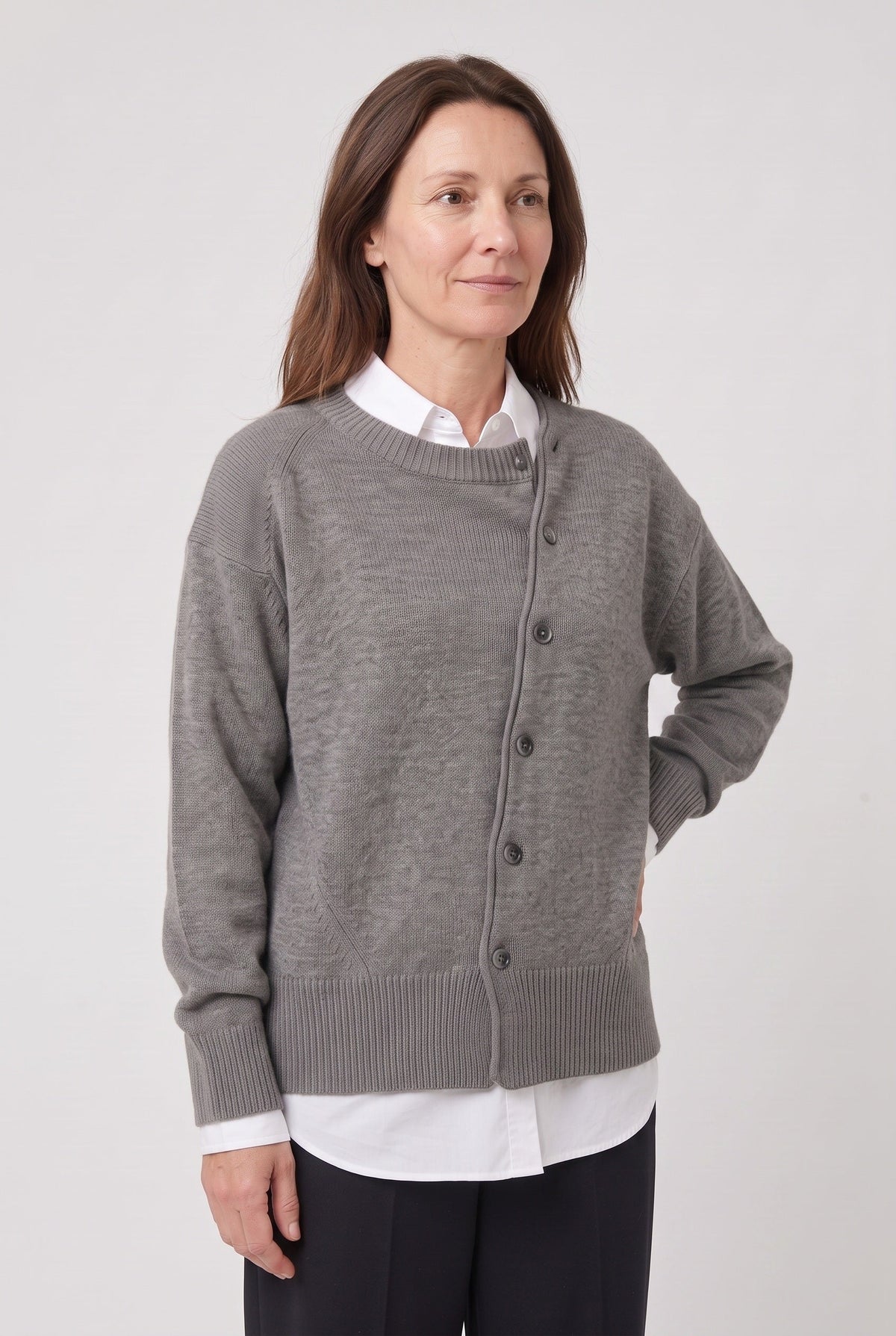 Women's Cardigan | Button-Front Drop Shoulder