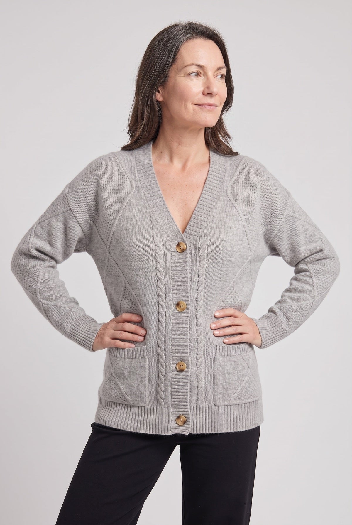 Women's Cardigan | Cable Knit V-Neck