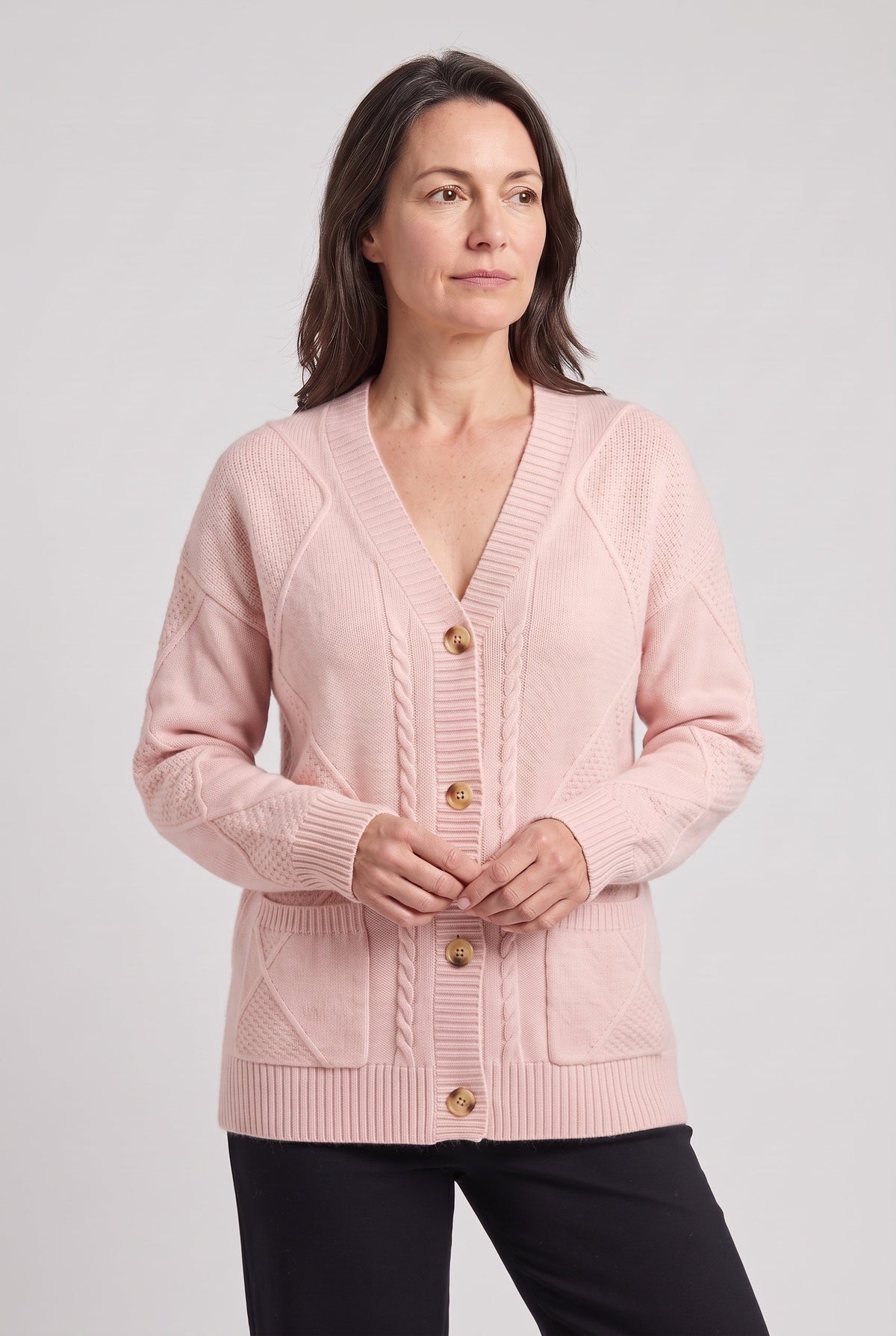 Women's Cardigan | Cable Knit V-Neck