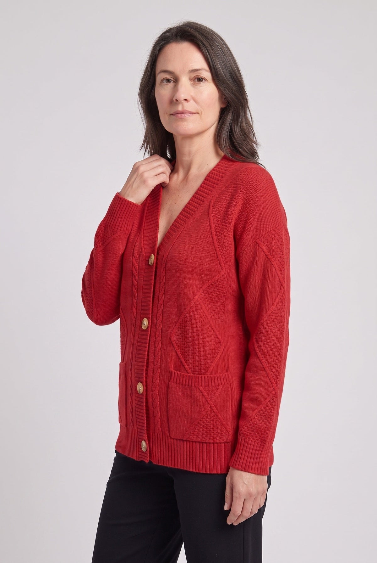 Women's Cardigan | Cable Knit V-Neck