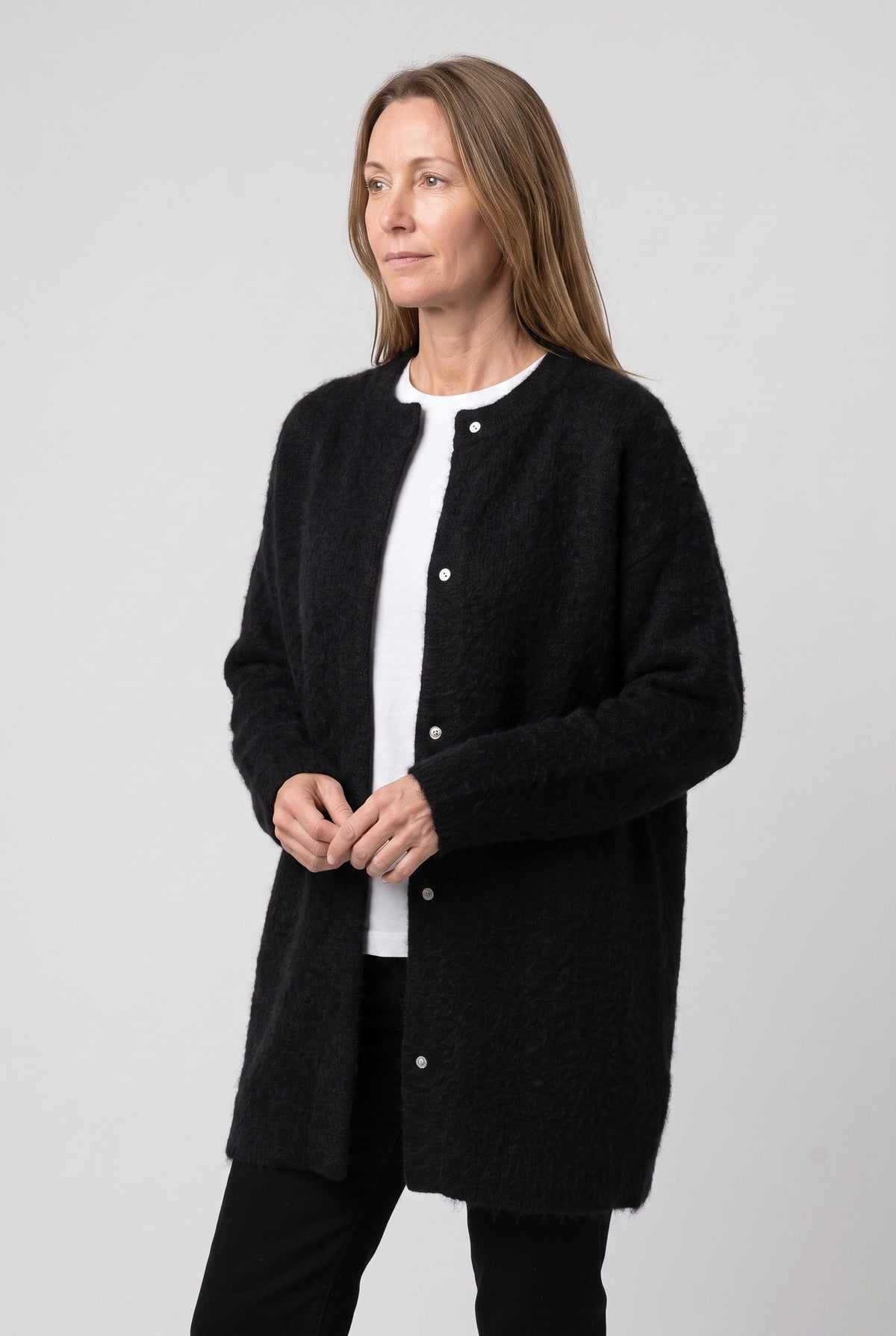 Women's Cardigan | Longline Button-Front
