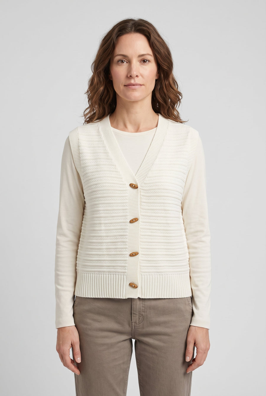 Women's Cardigan | Sleeveless Toggle-Button Knit