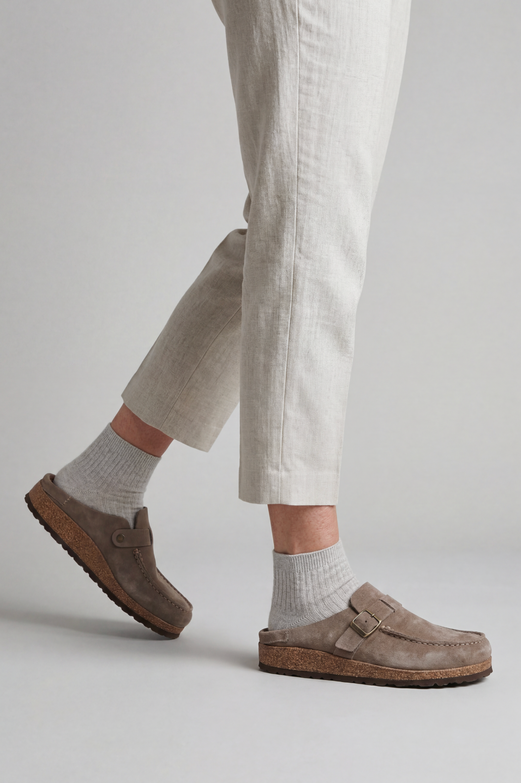 Women’s Clogs | Suede Look with Buckle Strap