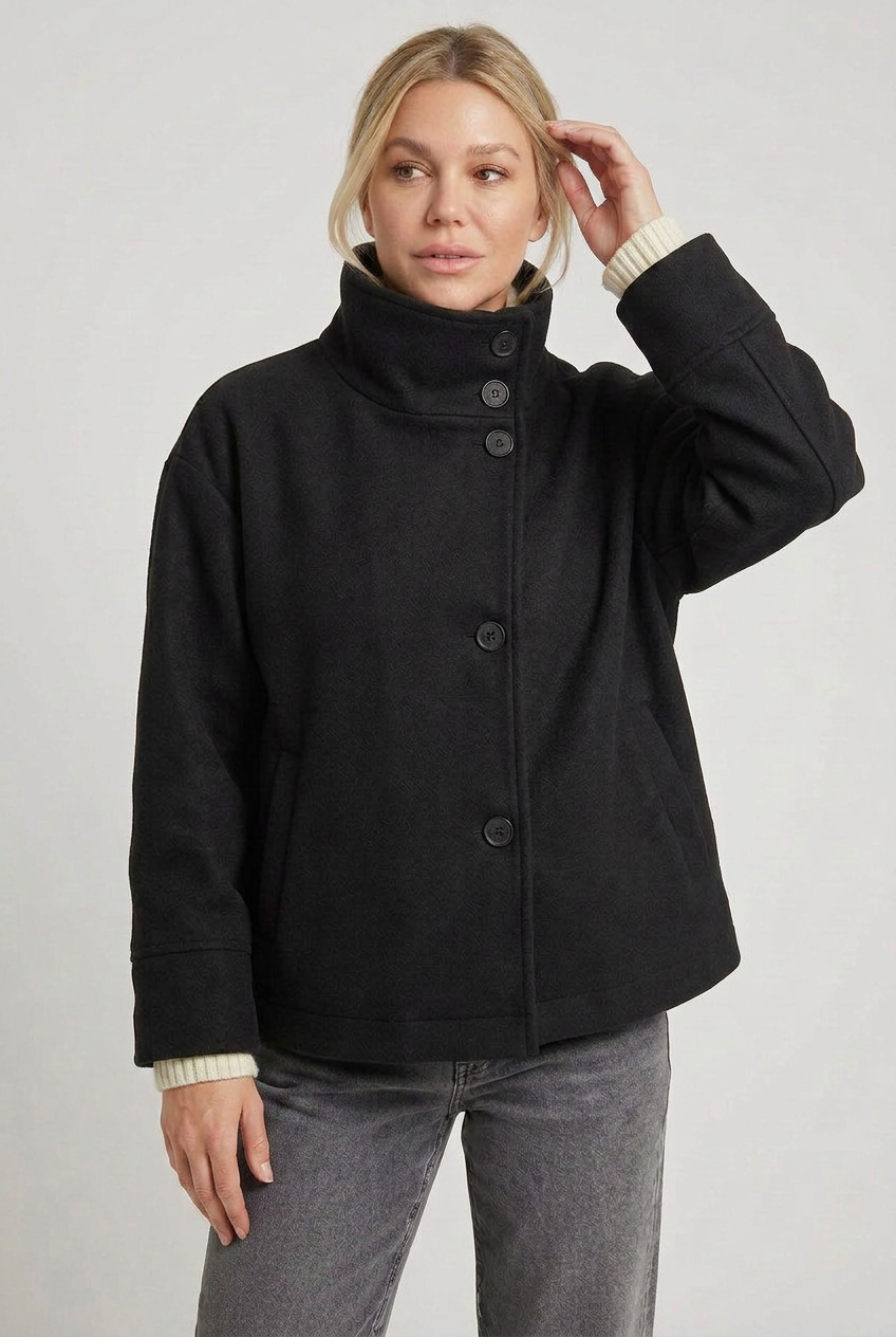 Women’s Coat | High Neck with Button Front