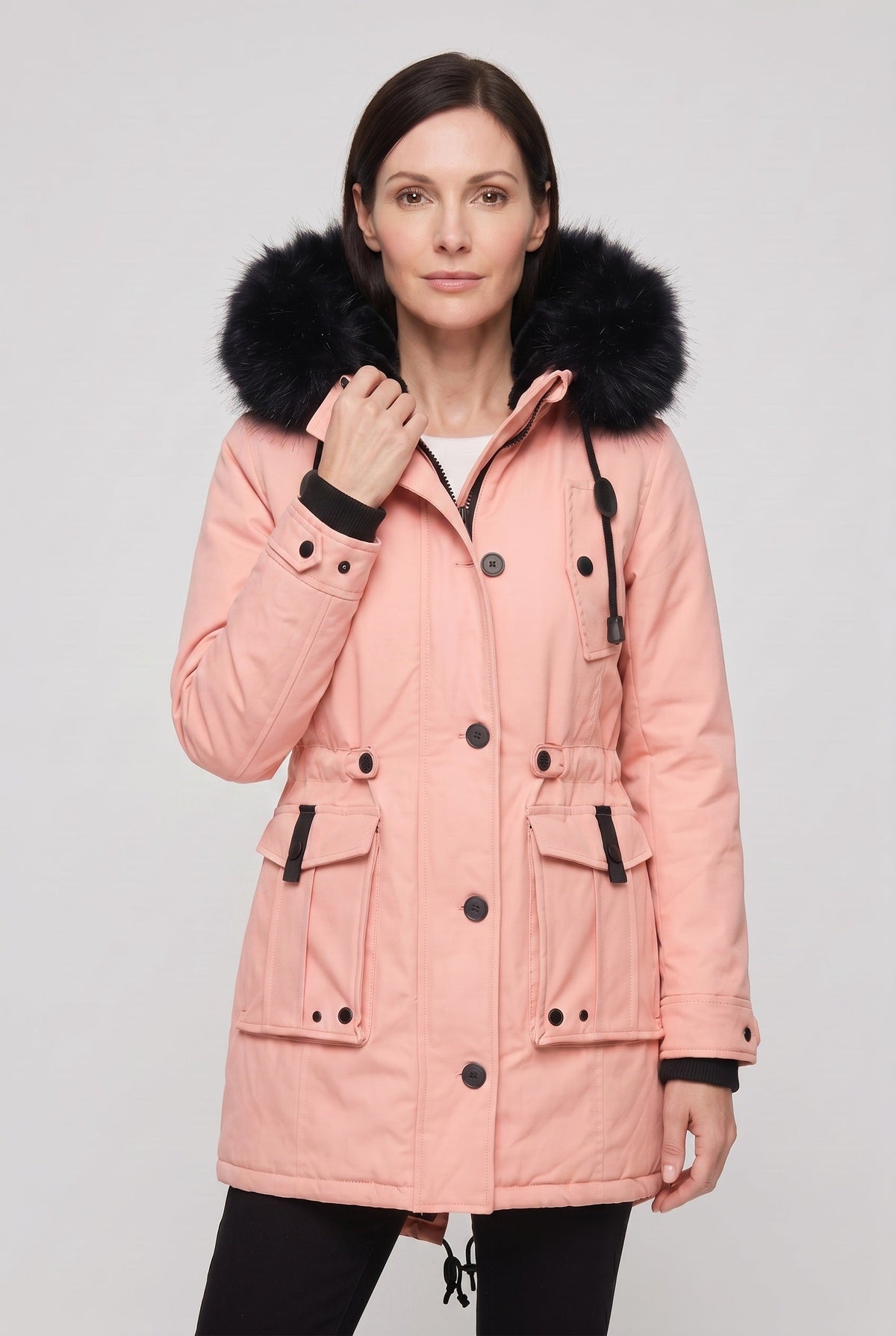 Women’s Coat | Hooded Button Front