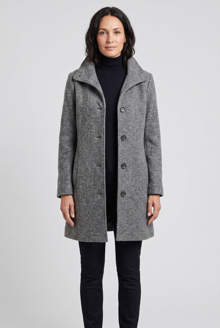 Women's Coat | Mid-Length Button Front