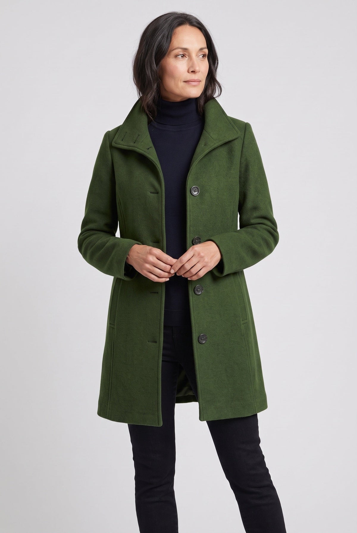 Women's Coat | Mid-Length Button Front