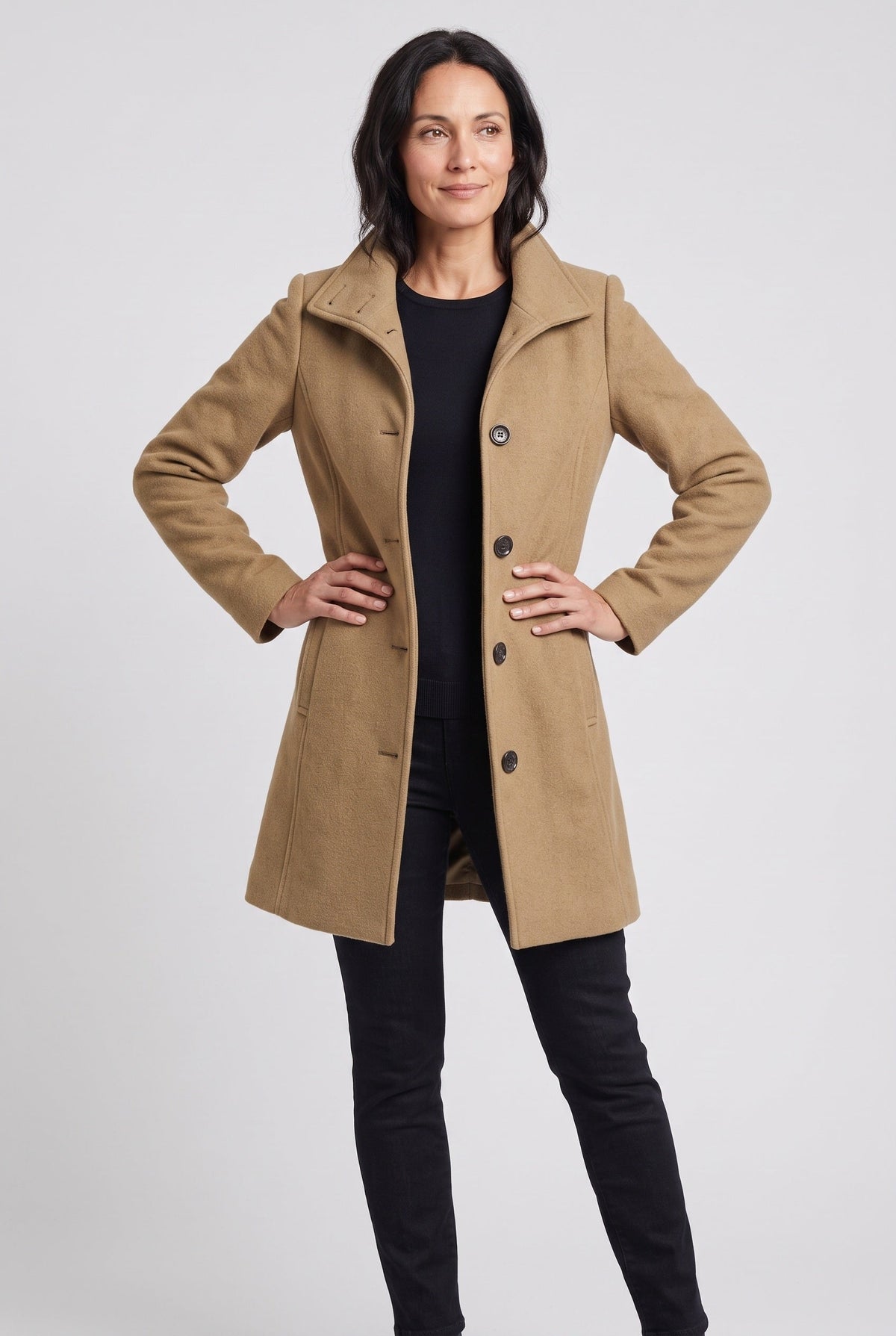 Women's Coat | Mid-Length Button Front