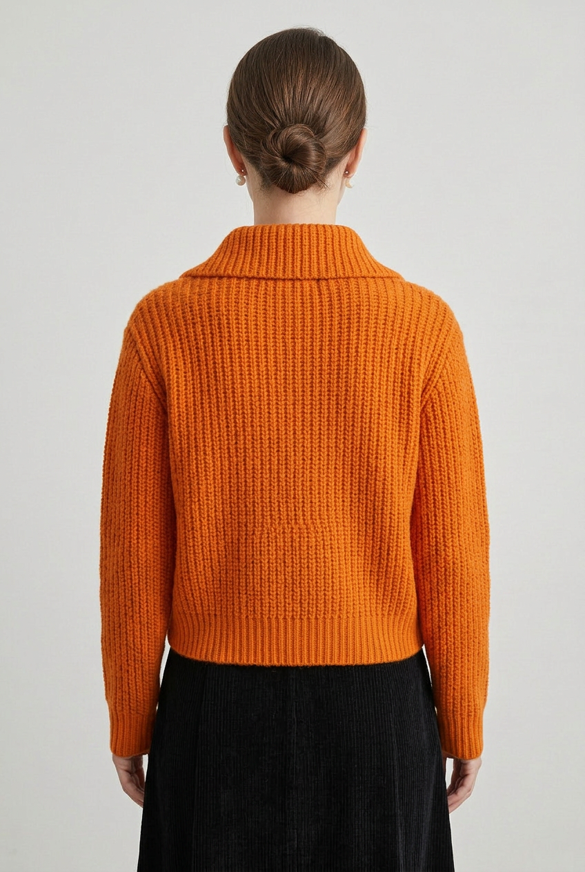 Women's Collared Knit Long Sleeve Cardigan | Ribbed