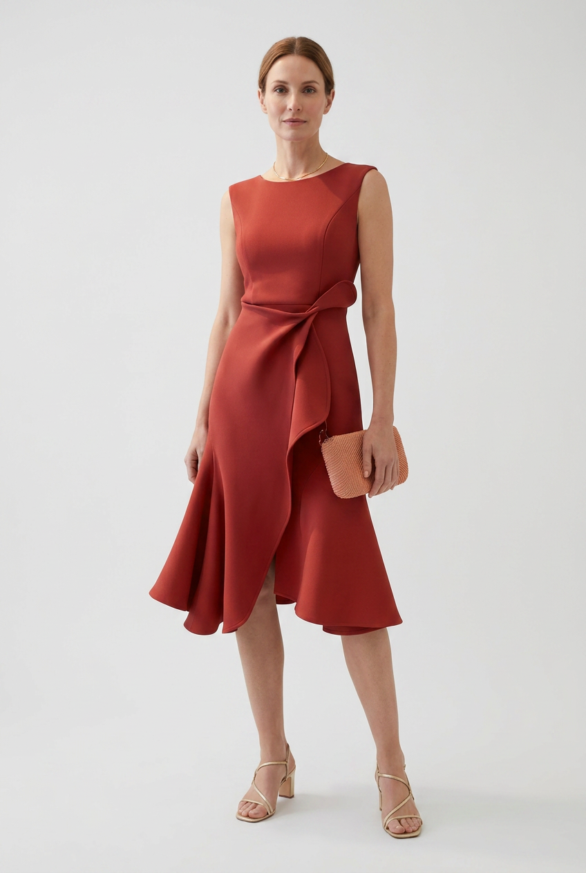Women's Draped Asymmetric Prom Dress | Midi