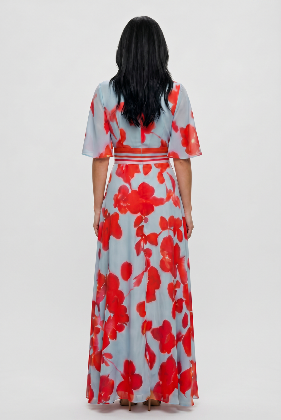 Women's Dress | Wedding Guest Floral Print Wrap Maxi