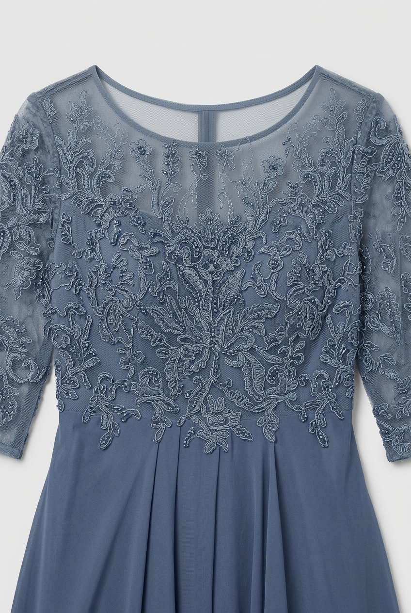 Women's Embroidered Flared Wedding Guest Dress | Midi