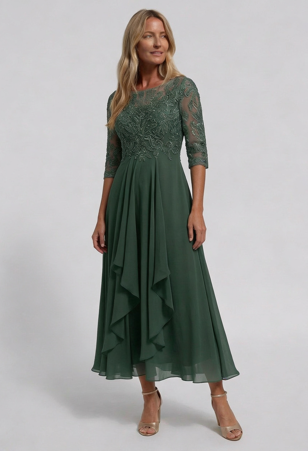 Women's Embroidered Flared Wedding Guest Dress | Midi