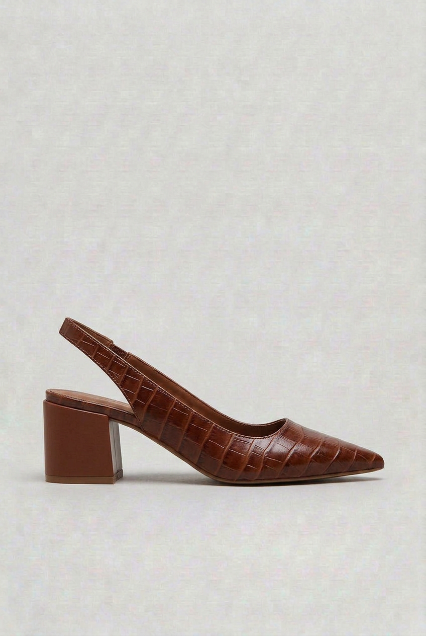 Women’s Heels | Pointed-Toe Slingbacks with Croc-Effect