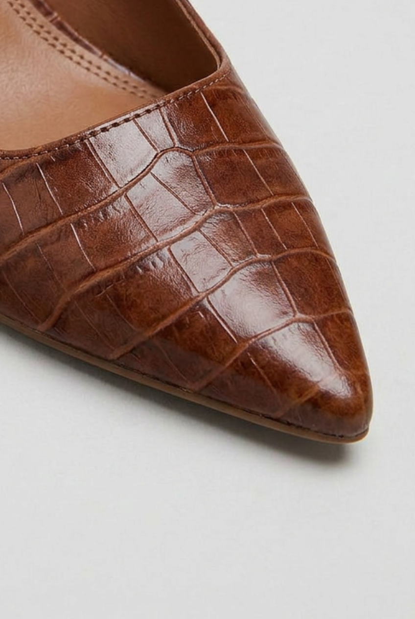 Women’s Heels | Pointed-Toe Slingbacks with Croc-Effect
