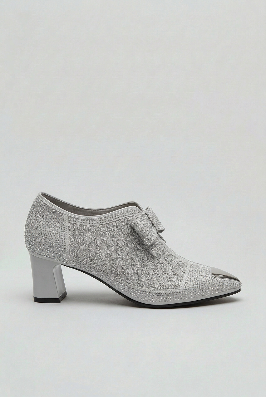 Women’s Heels | Rhinestone Bow with Block Heel