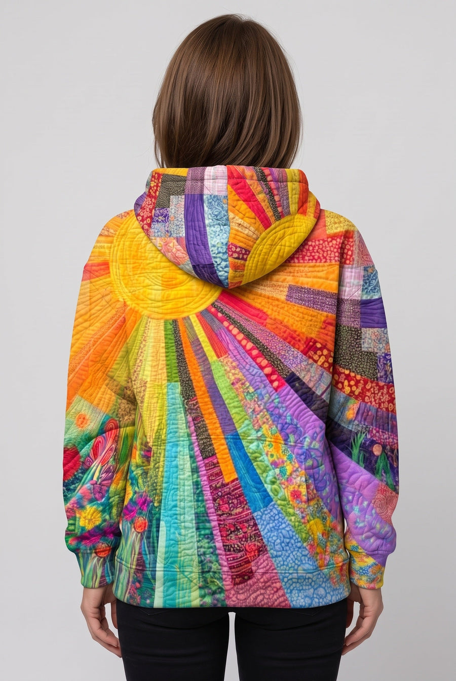 Women's Hoodie | Sunburst Patchwork Relaxed Fit
