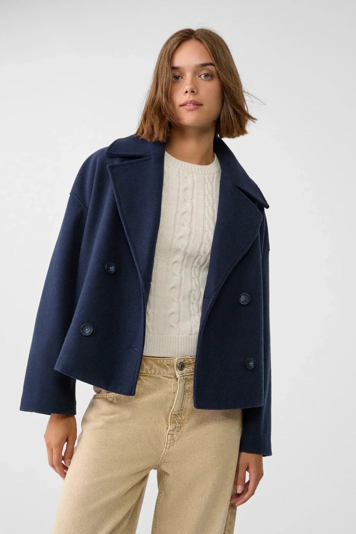 Women’s Jacket | Cropped Double-Breasted with Wide Lapels