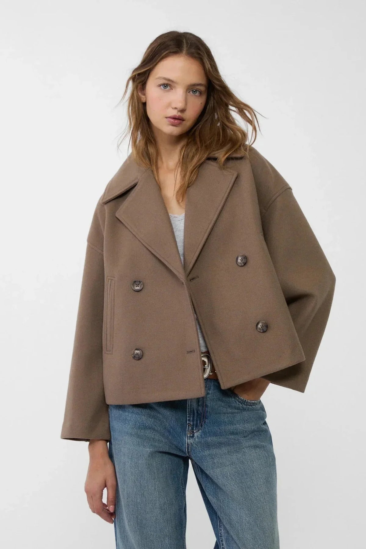 Women’s Jacket | Cropped Double-Breasted with Wide Lapels