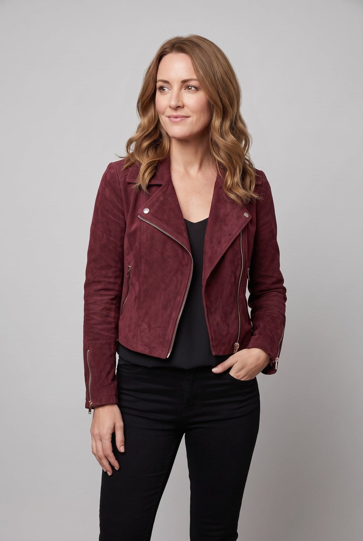 Women's Jacket | Suede-Look Cropped Biker