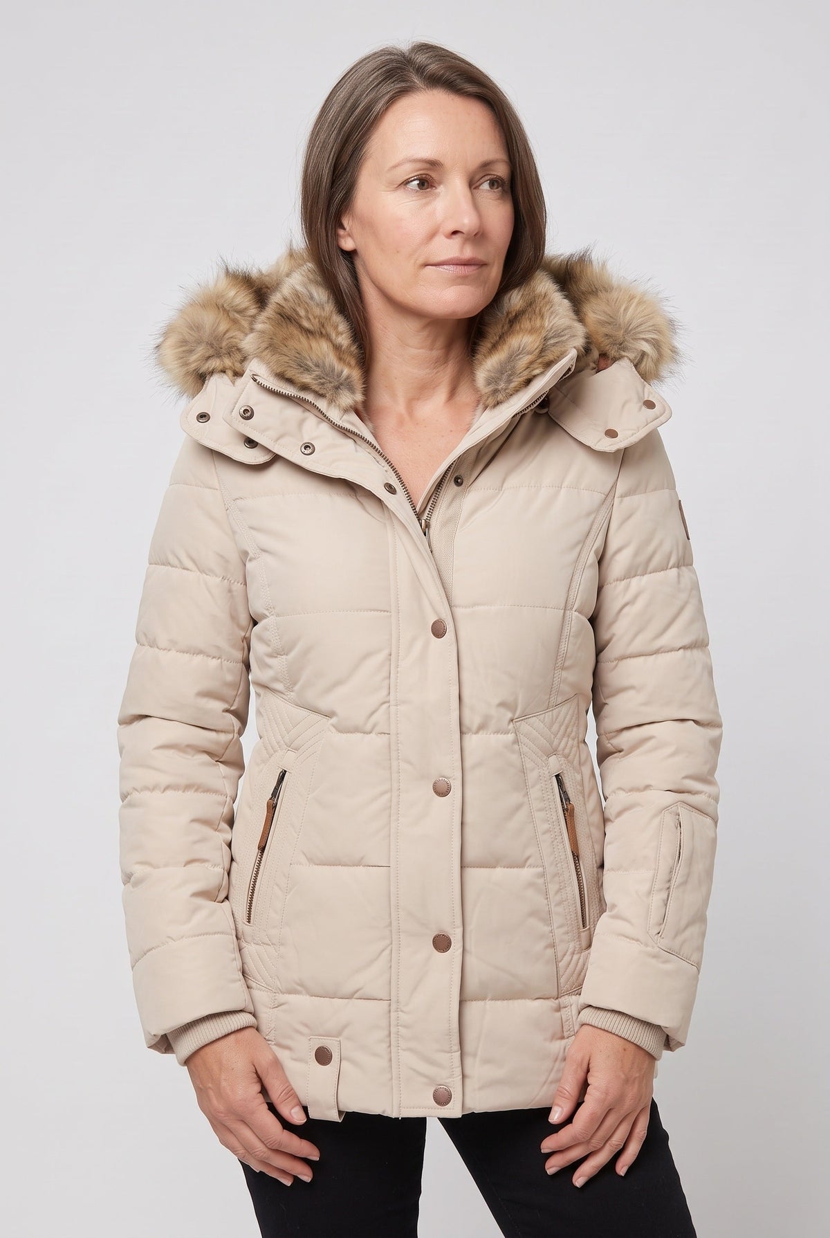 Women's Jacket | Faux Fur Hood Quilted