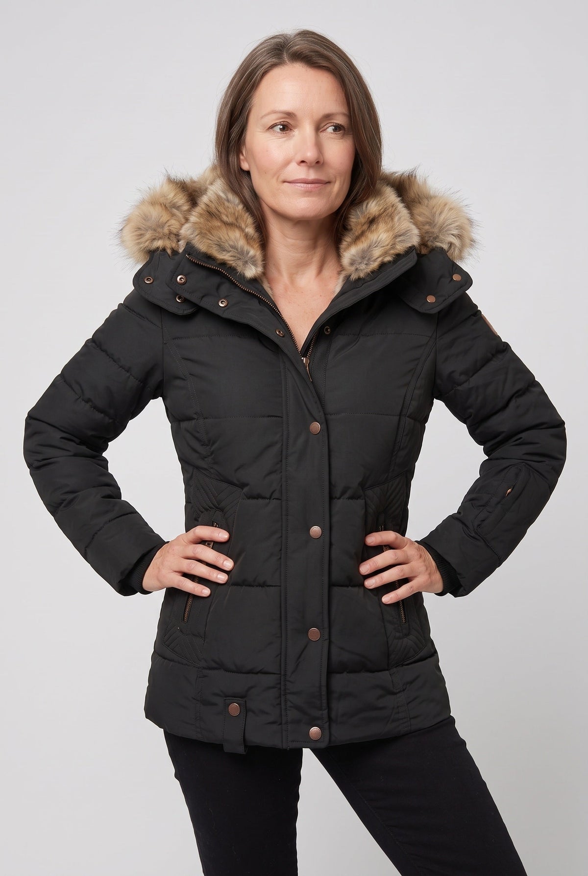 Women's Jacket | Faux Fur Hood Quilted