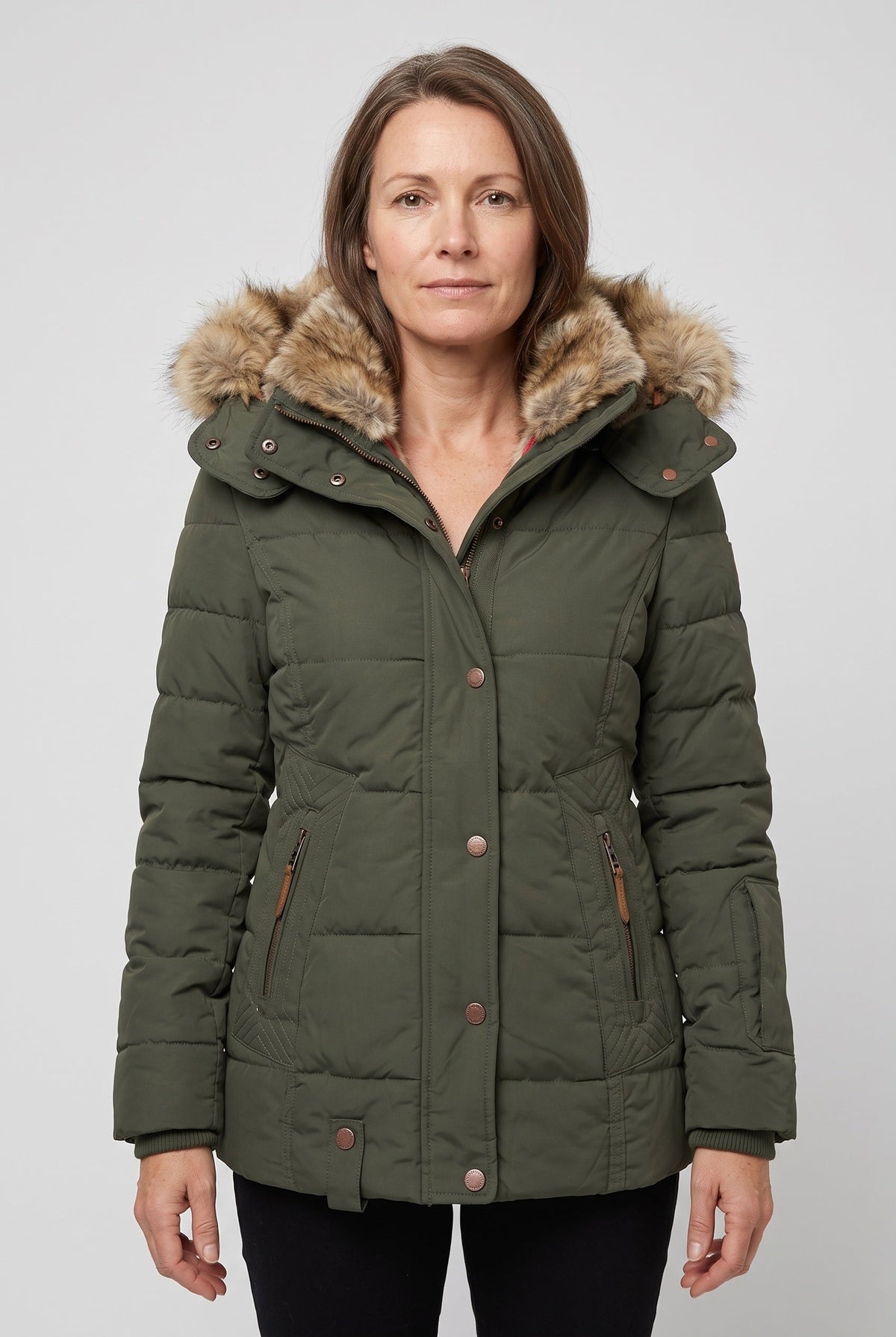 Women's Jacket | Faux Fur Hood Quilted