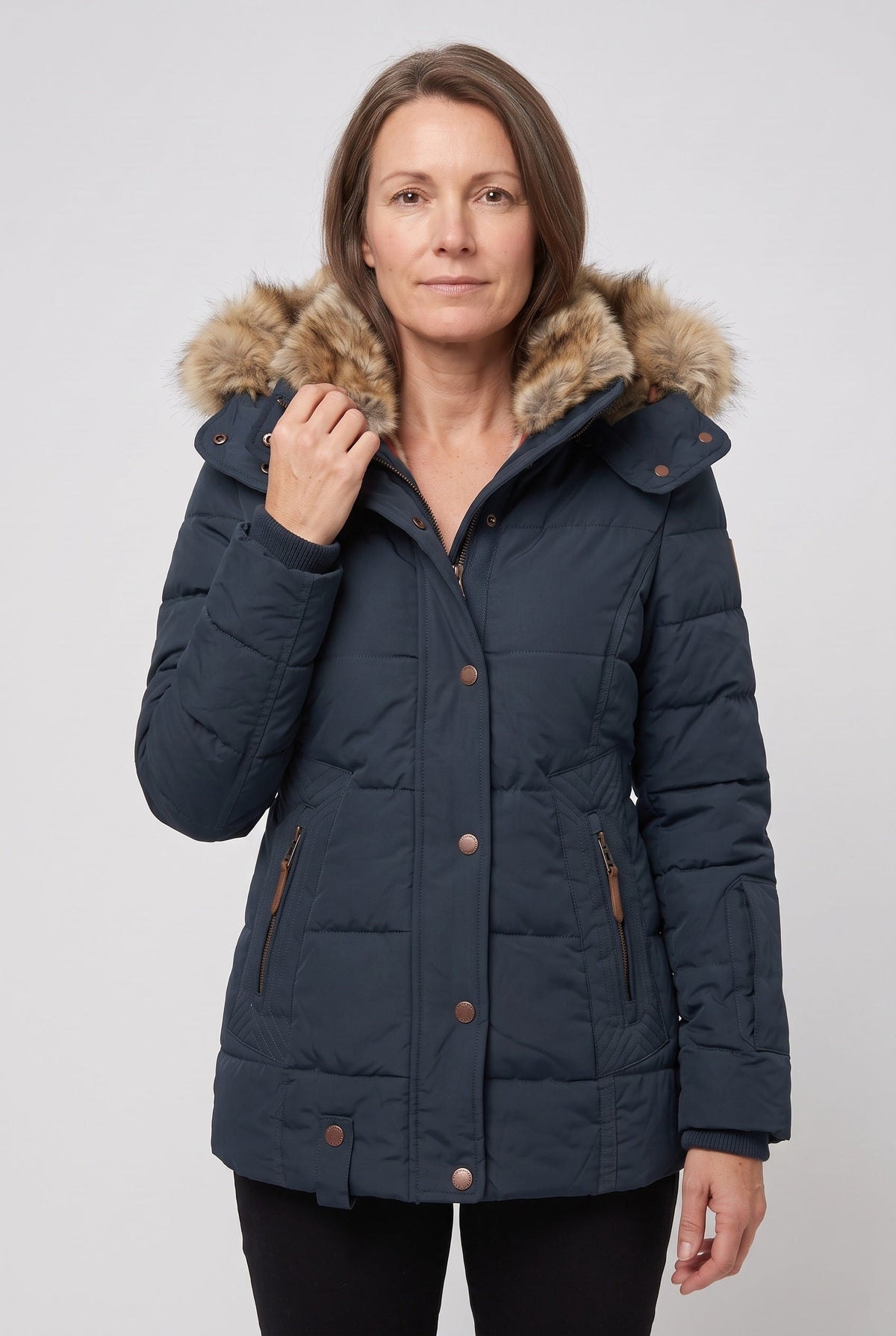 Women's Jacket | Faux Fur Hood Quilted