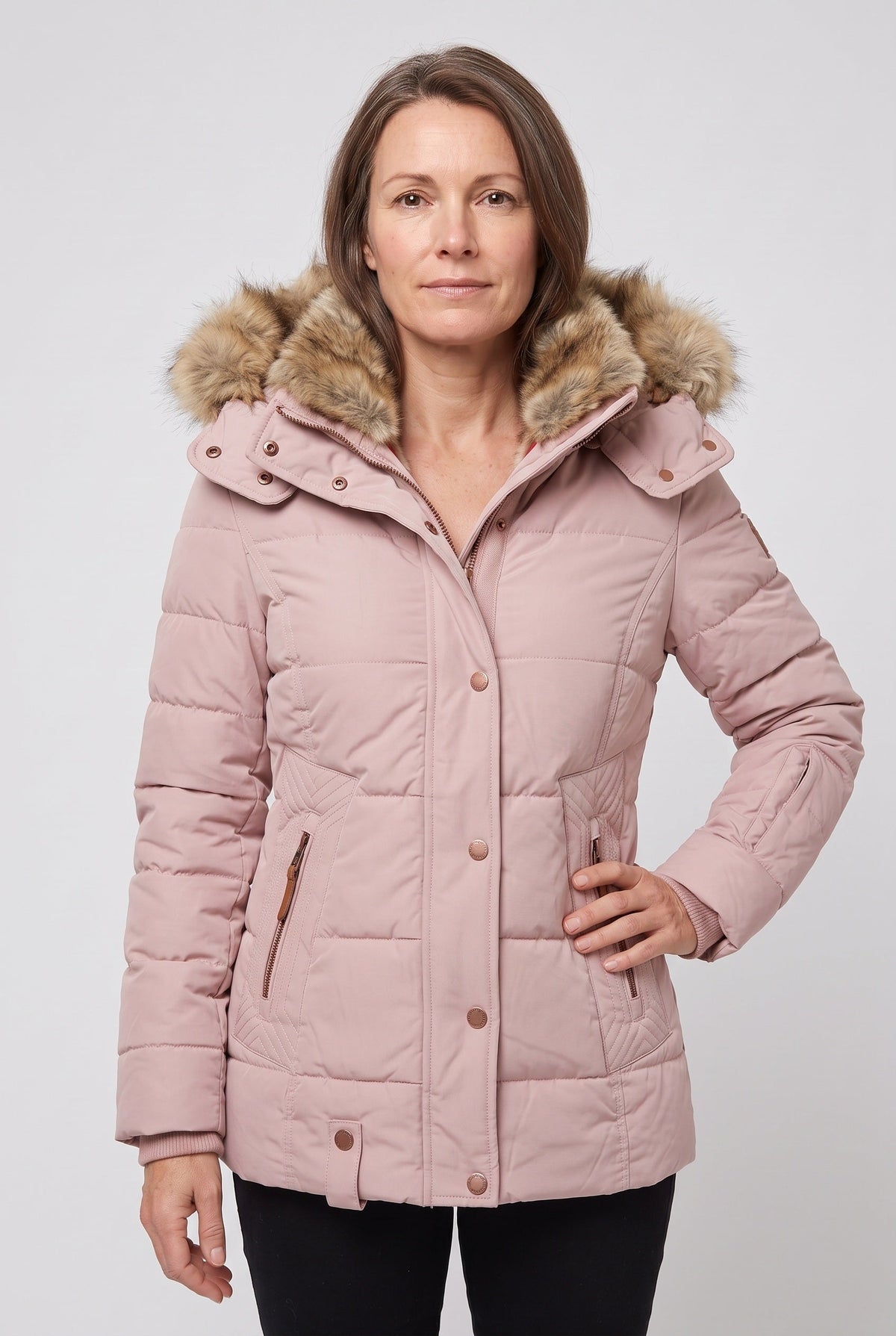 Women's Jacket | Faux Fur Hood Quilted