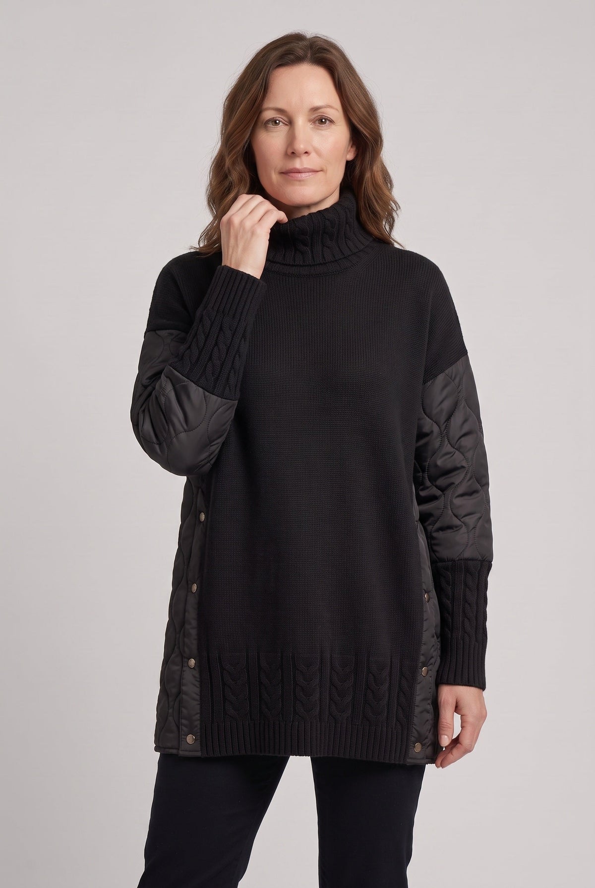 Women's Jumper Dress | Roll Neck Quilted Patchwork