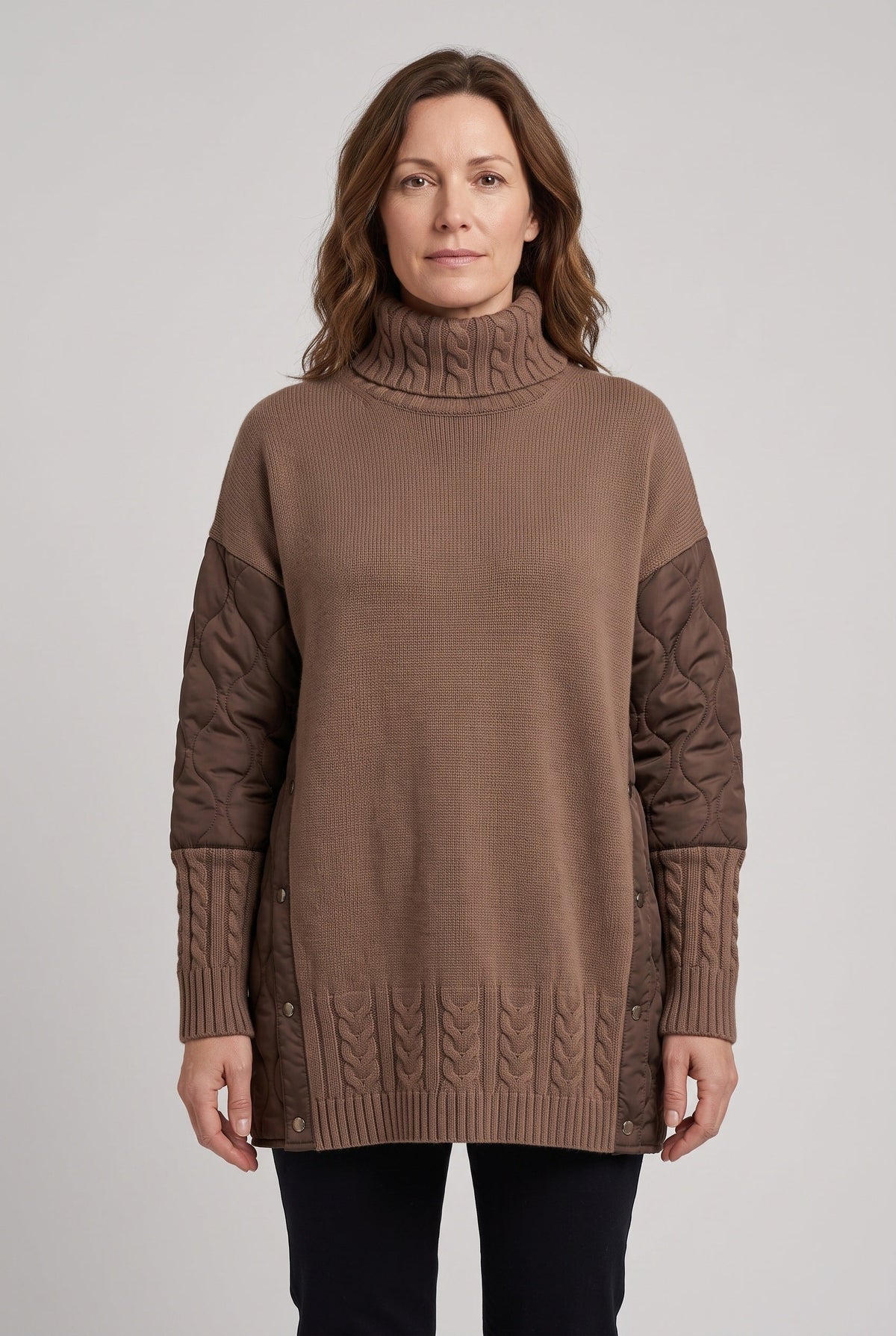 Women's Jumper Dress | Roll Neck Quilted Patchwork