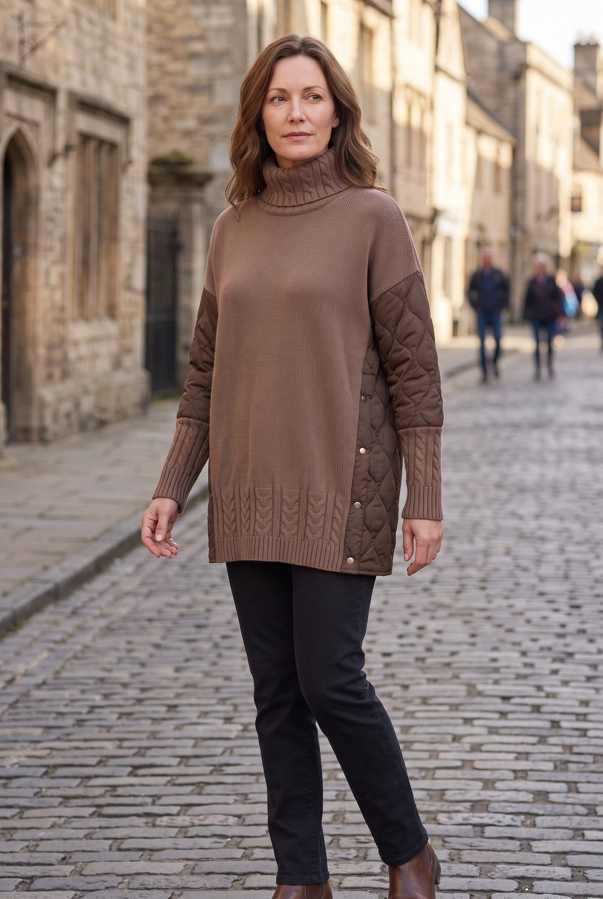 Women's Jumper Dress | Roll Neck Quilted Patchwork