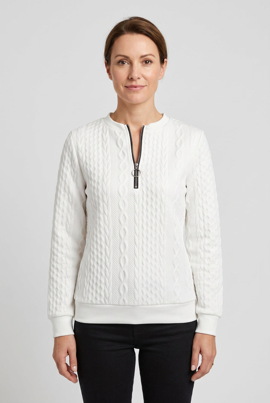 Women's Knitted Jumper | Half-Zip Ring Pull