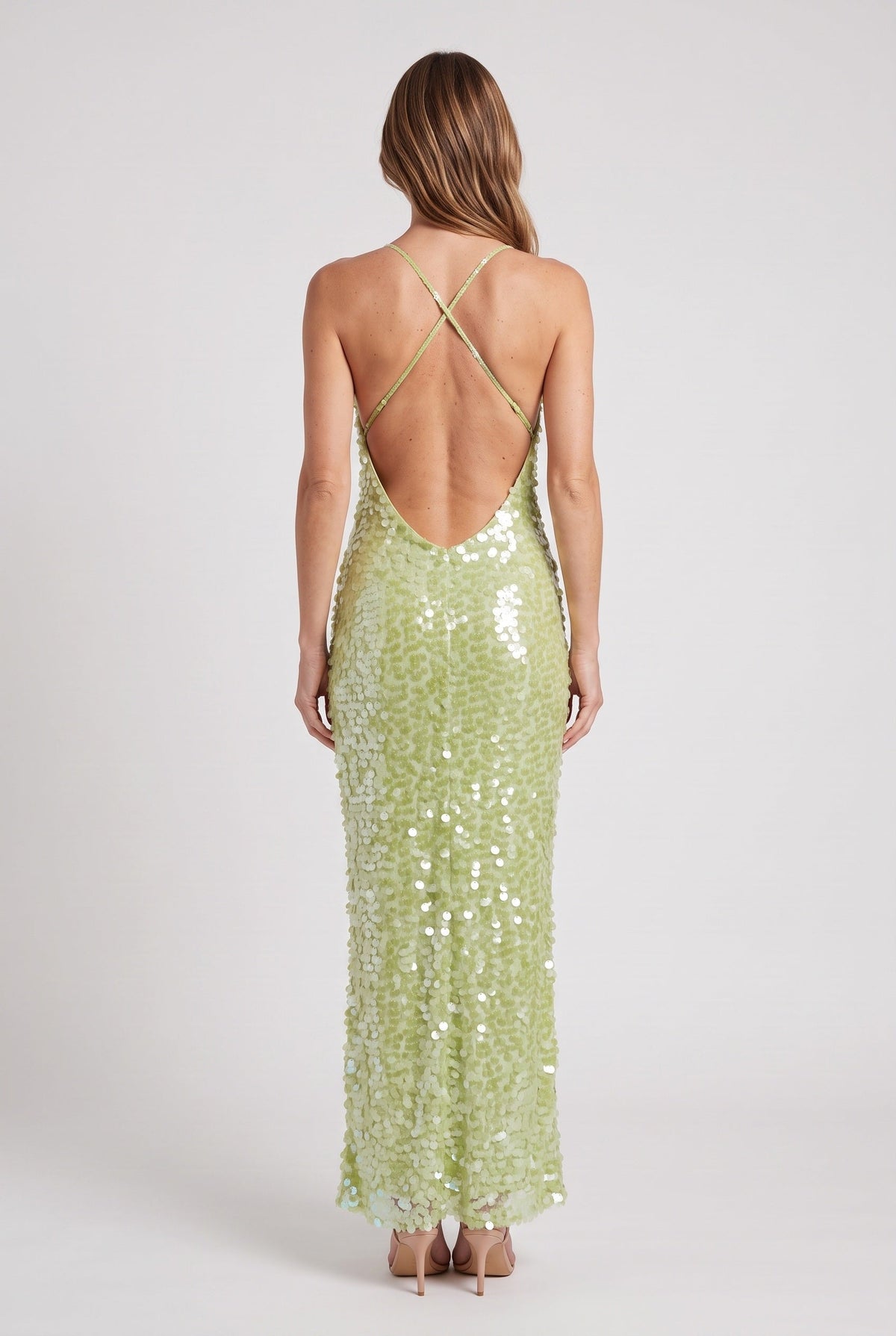 Women's Party Dress | Sequin Backless Maxi
