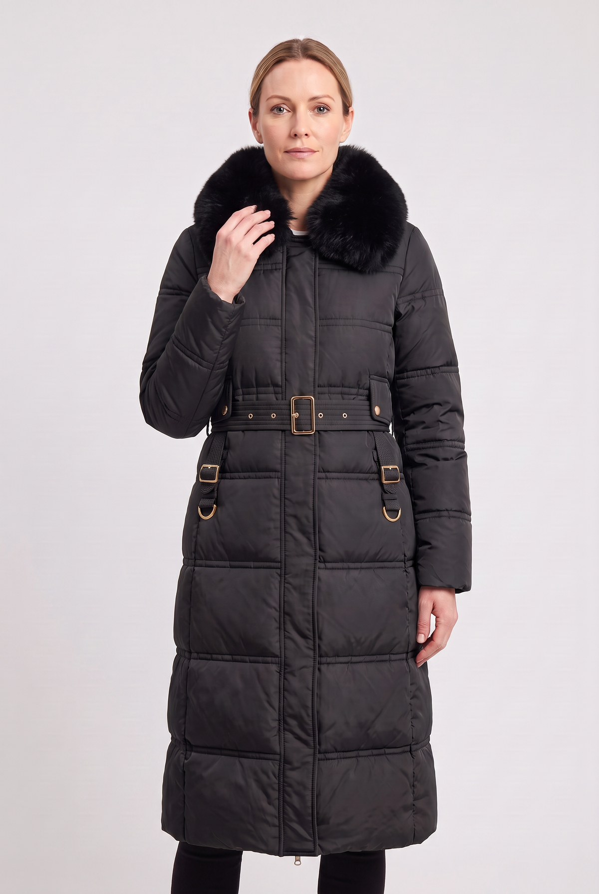 Women's Puffer Jacket | Hooded Contrast Collar