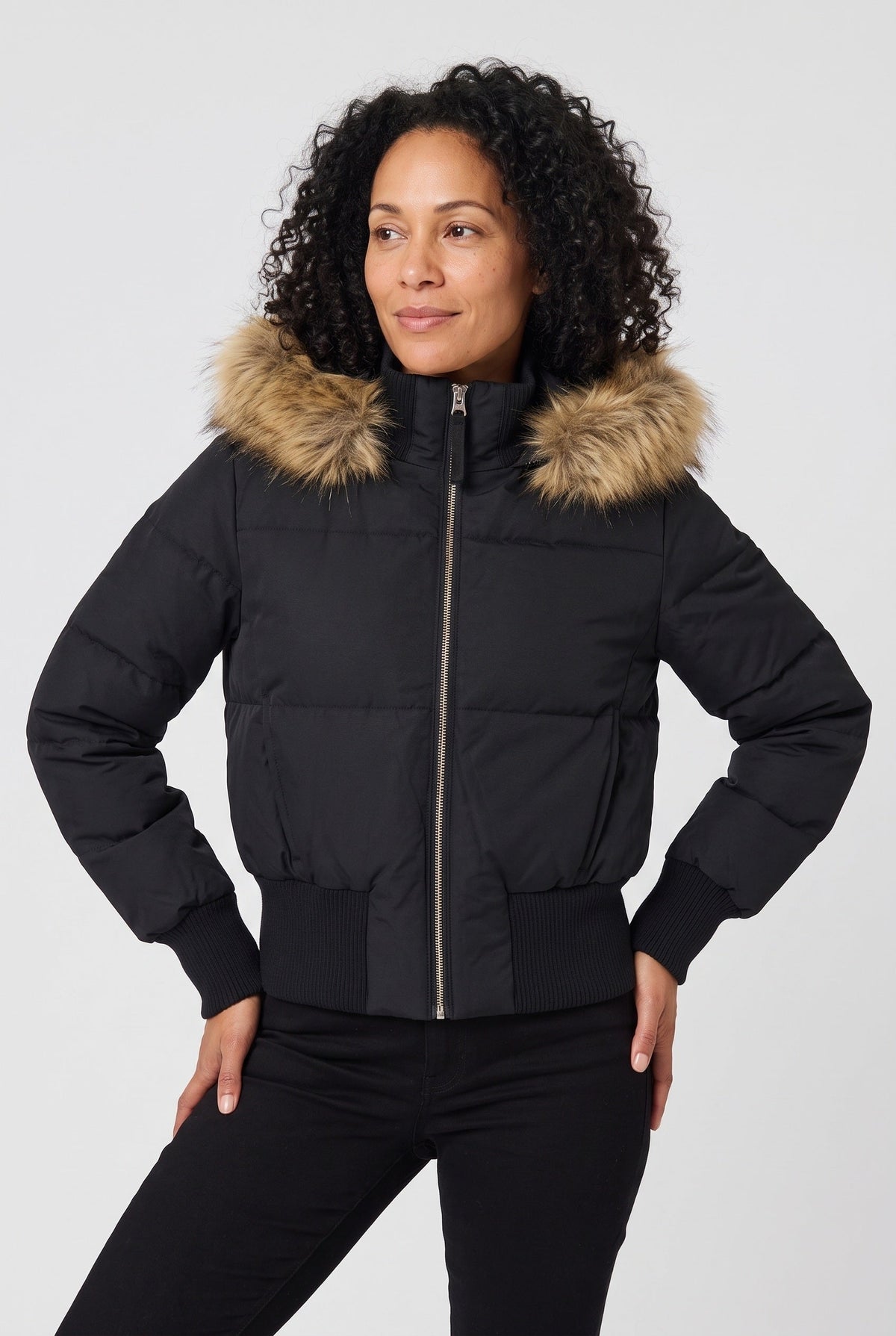 Women's Puffer Jacket | Cropped Removable Hood