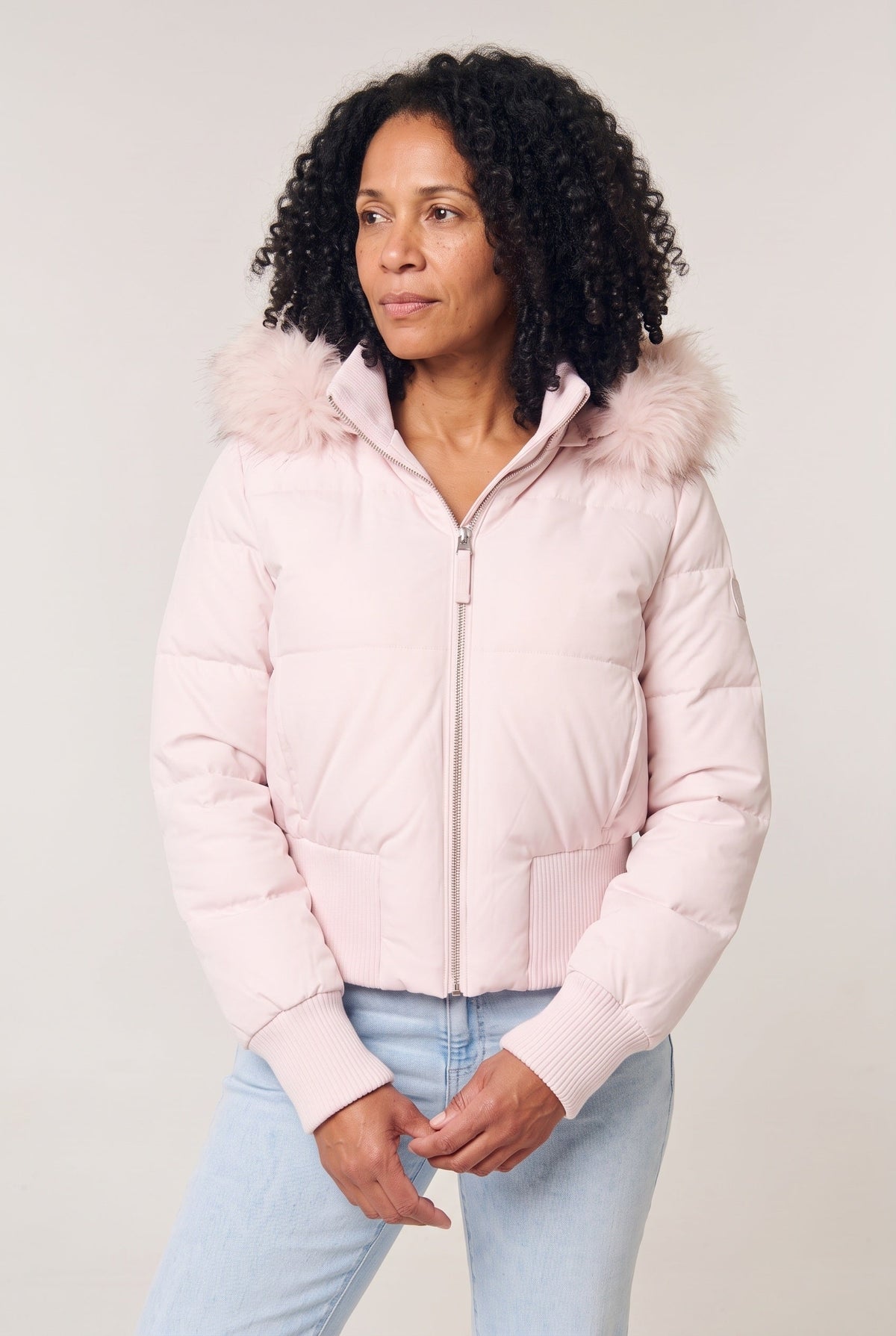 Women's Puffer Jacket | Cropped Removable Hood
